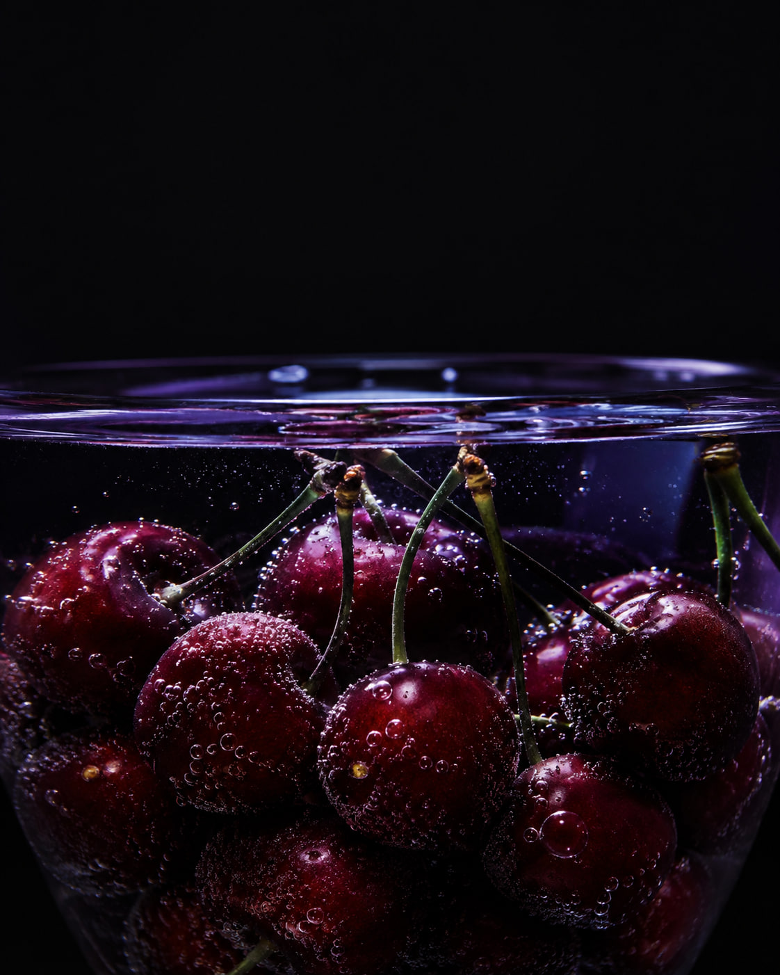 Cherries underwater